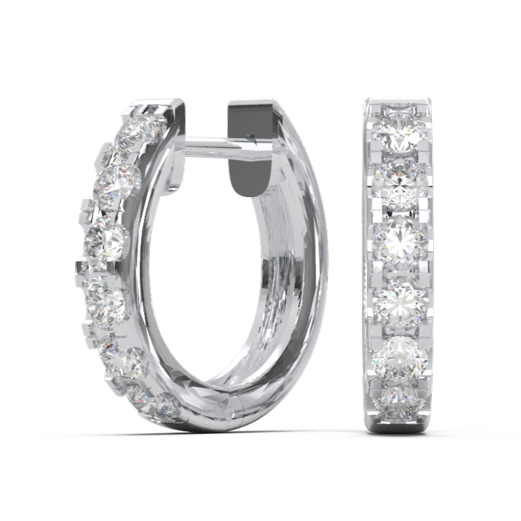 Minimalist Lab Diamond 2.7mm Hoop Earrings in 18K White Gold