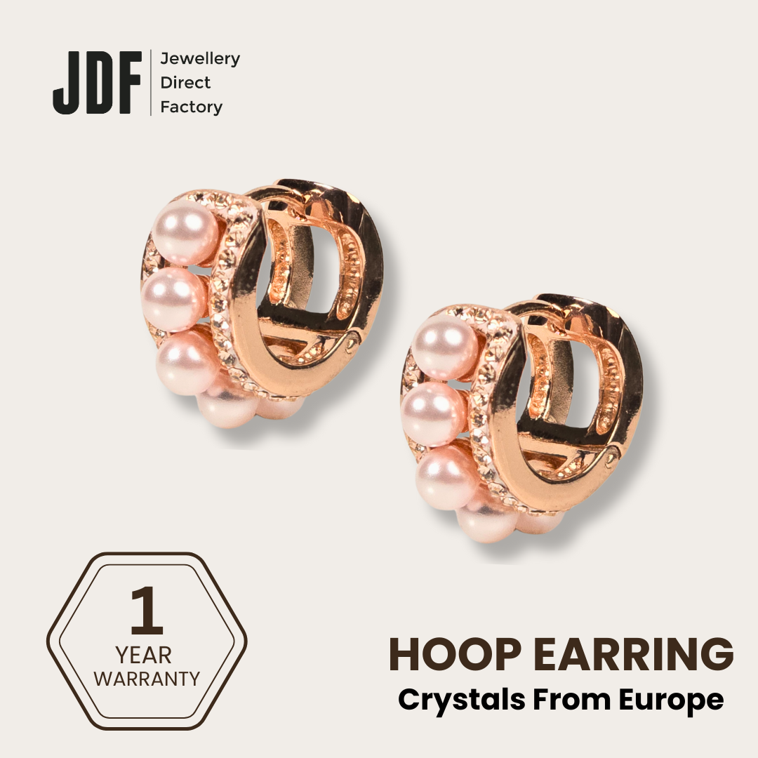 Elegant Pearl & Crystal Hoop Earrings with European Crystals
