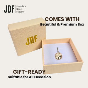14mm Rivoli SW Rosegold Pendant with Crystal From Europe, Crystal Pendant, Inside Jewellery Box Packaging, Rose Gold, Crystal From Europe, One-Year Warranty - Jewellery Direct Factory in alabaster background