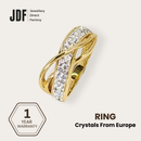 Crisscross Solitaire Ring with Crystal From Europe