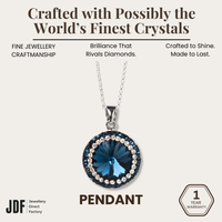 18mm Rivoli SW Blue Pendant with Crystal From Europe, Crystal Pendant, Blue, Crystal From Europe, One-Year Warranty - Jewellery Direct Factory in alabaster background