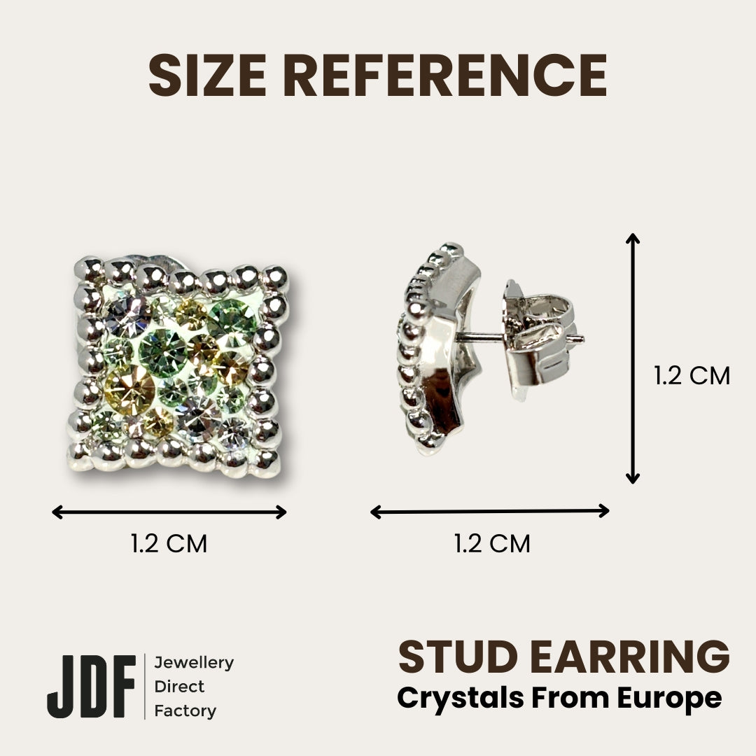 European Diamond Stud with Crystal From Europe