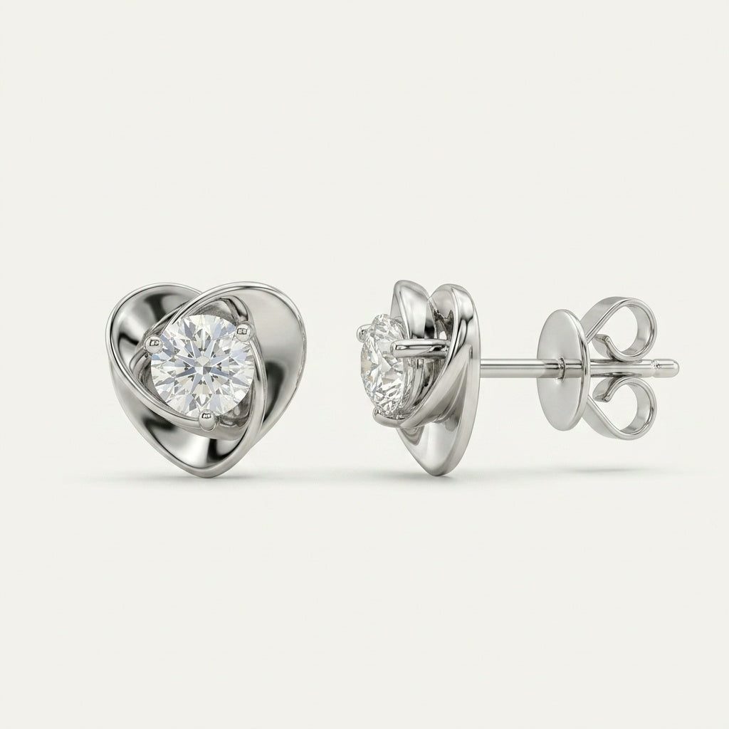 Heart-Shaped 18K Gold Earing