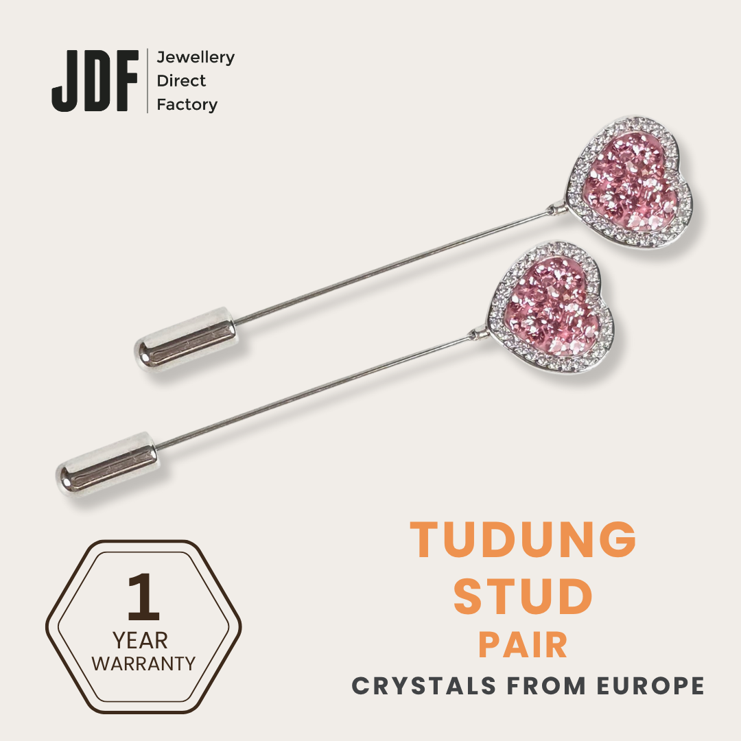 Halo Heart tudung Stud with Crystals from Europe