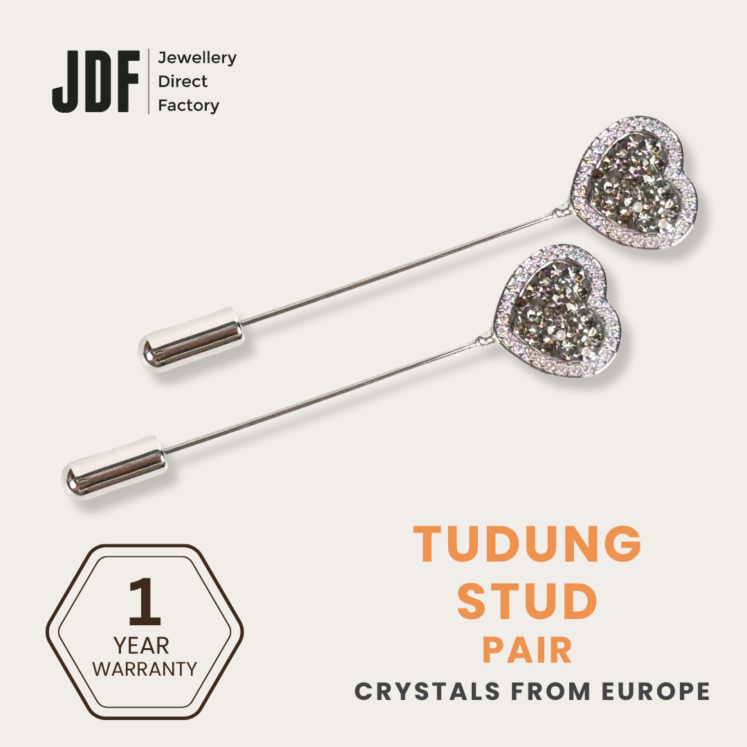 Halo Heart tudung Stud with Crystals from Europe