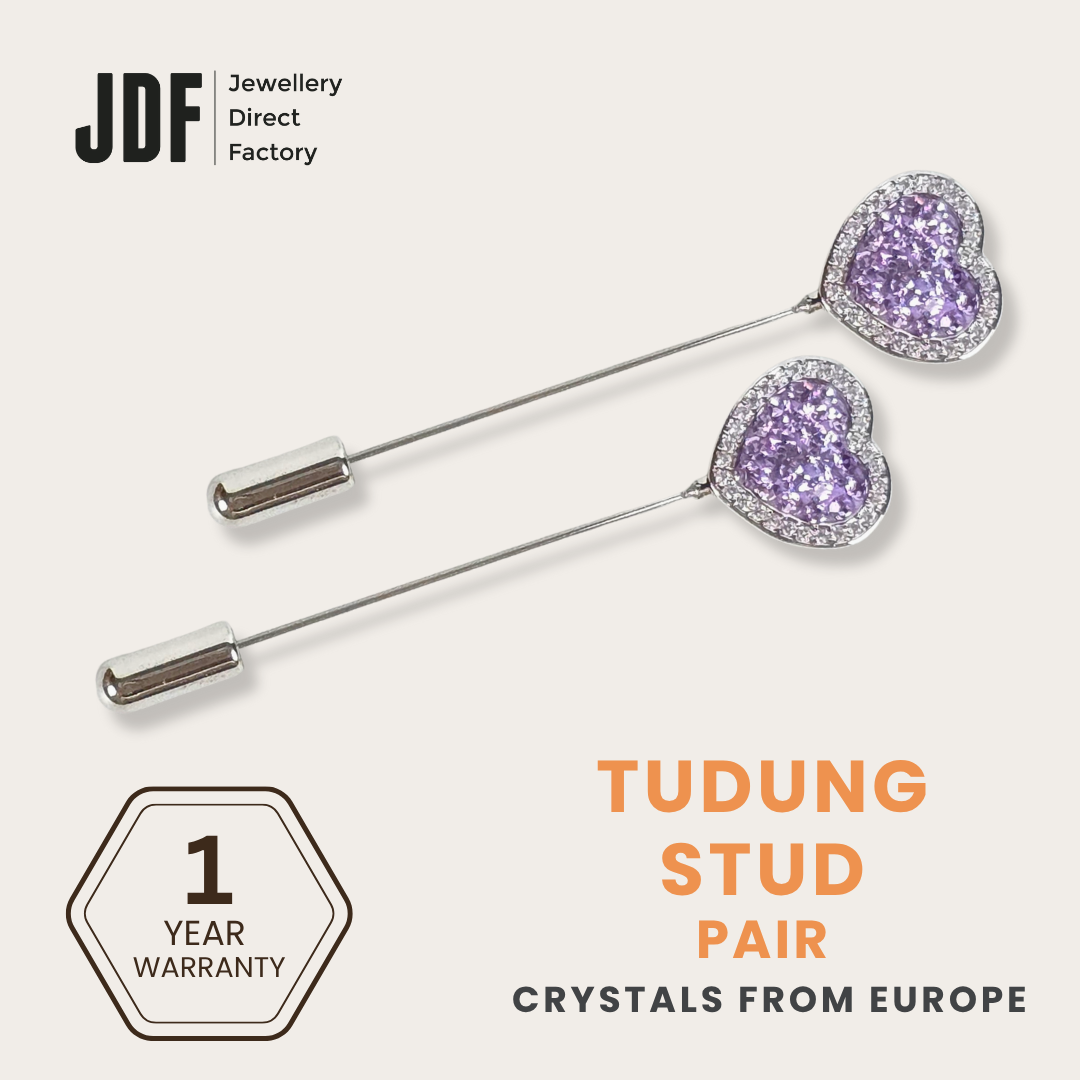 Halo Heart tudung Stud with Crystals from Europe