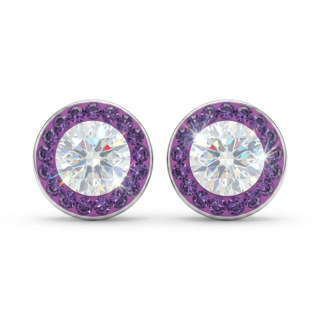 Mini Halo Round Stud with Crystals from Europe