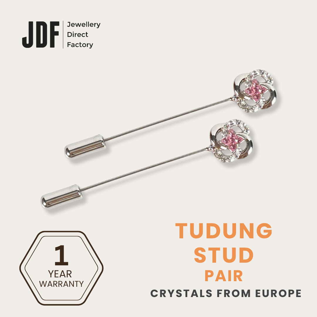 Two-Layer Flower Tudung Stud with Crystals From Europe