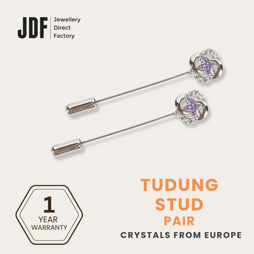 Two-Layer Flower Tudung Stud with Crystals From Europe