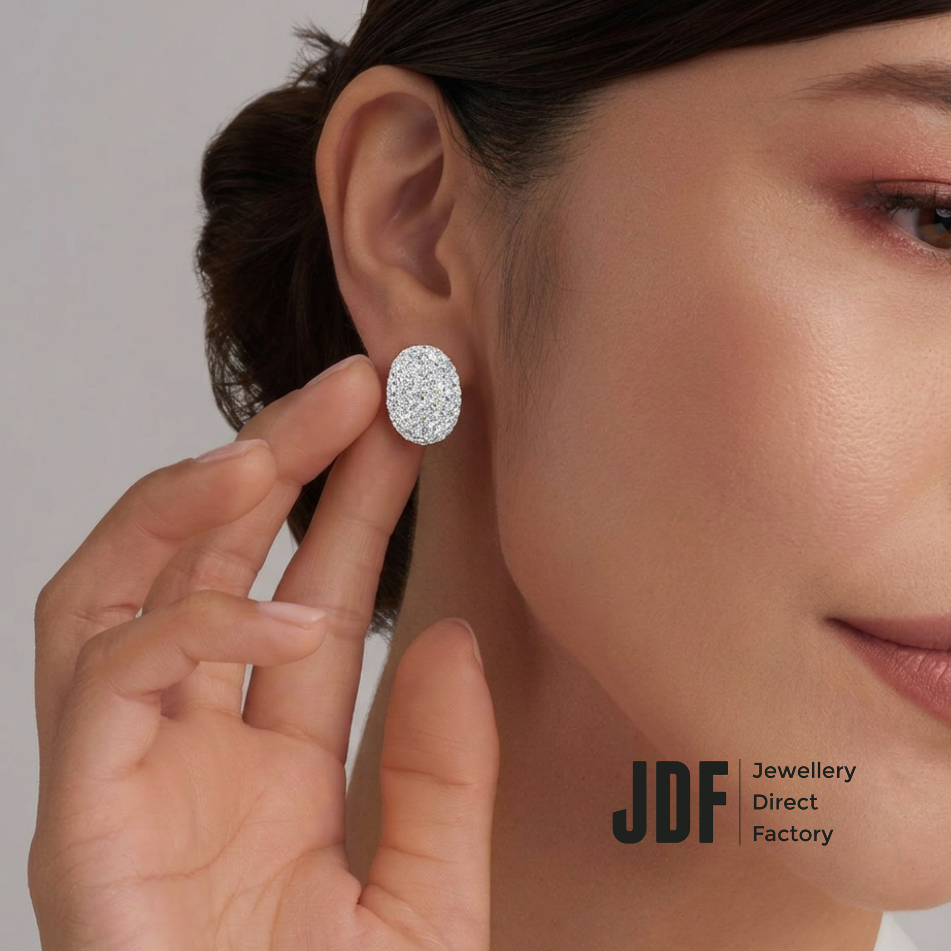 Curved Hoop Earrings with Crystals from Europe