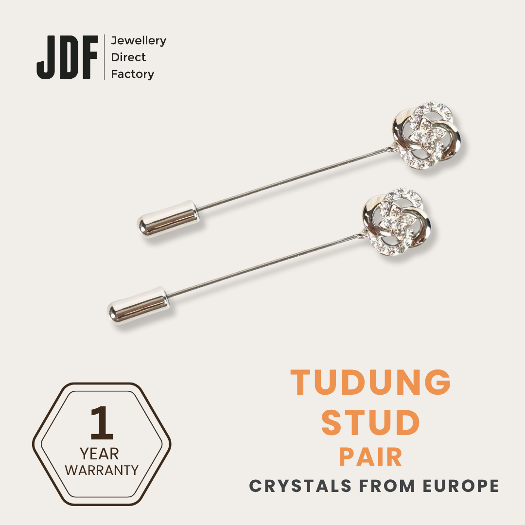 Two-Layer Flower Tudung Stud with Crystals From Europe