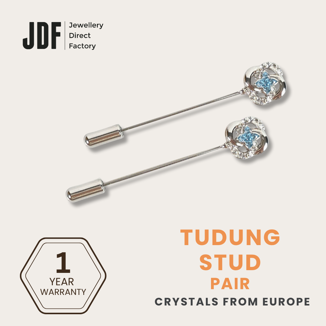 Two-Layer Flower Tudung Stud with Crystals From Europe