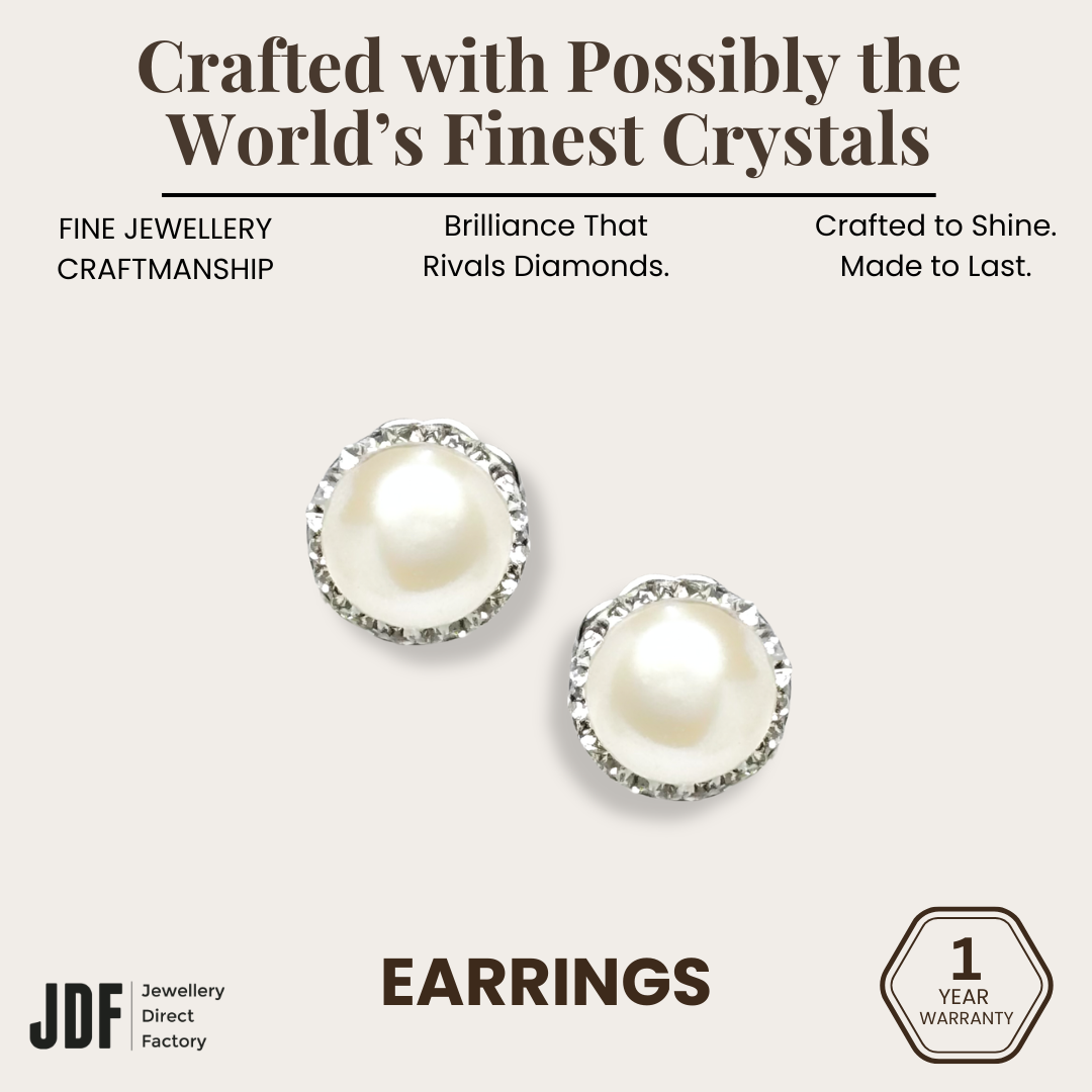 8mm Pearl Stud with Crystal From Europe
