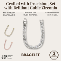Angular Double-Row Bracelet with Cubic Zirconia, Crystal Bracelet, White Rose Gold Gold, Cubic Zirconia, Three-Month Warranty - Jewellery Direct Factory in alabaster background