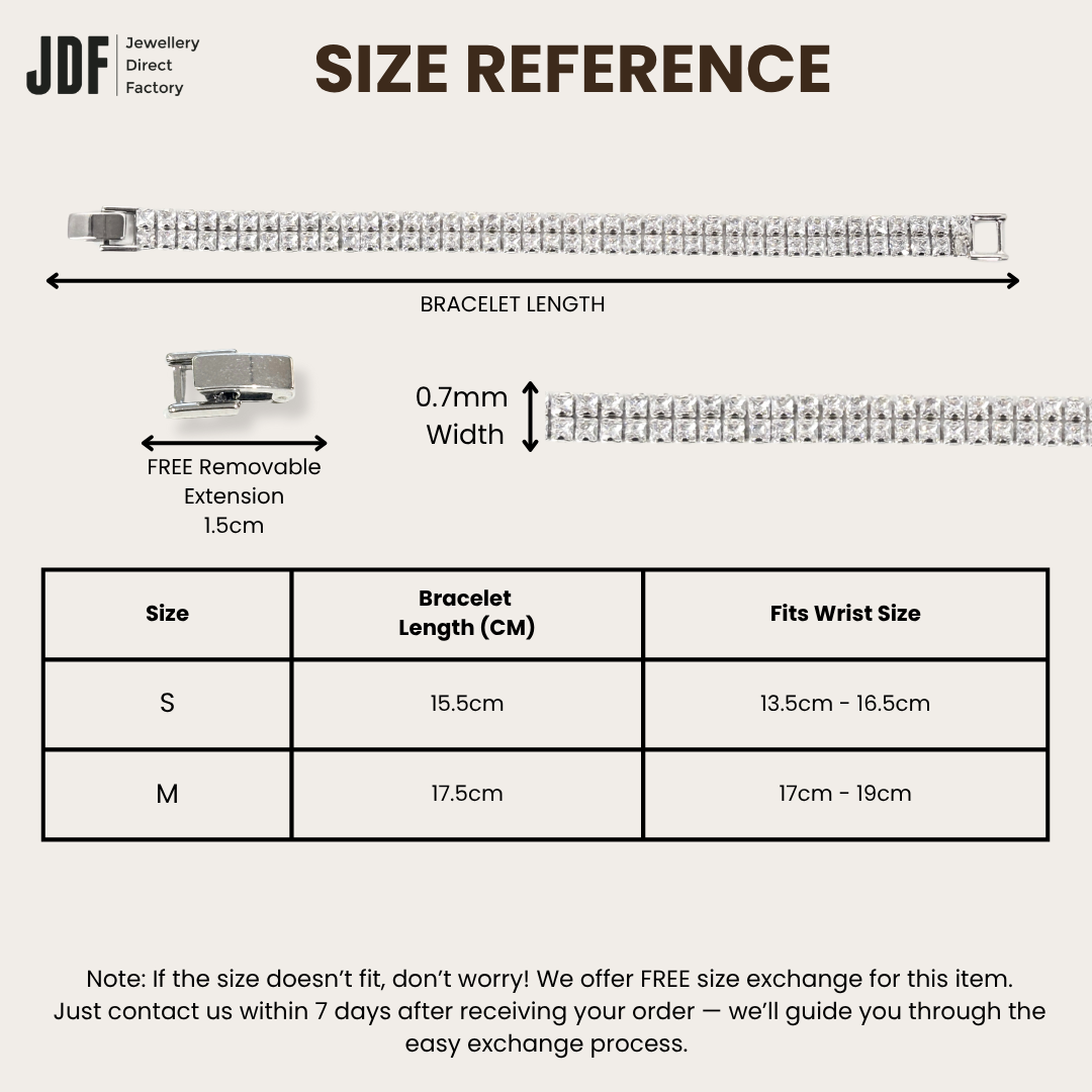 Angular Double-Row Bracelet with Cubic Zirconia, Crystal Bracelet, Size Reference, Cubic Zirconia, Three-Month Warranty - Jewellery Direct Factory in alabaster background