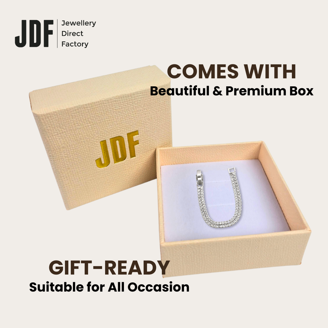 Angular Double-Row Bracelet with Cubic Zirconia, Crystal Bracelet, Inside Jewellery Box Packaging, Cubic Zirconia, Three-Month Warranty - Jewellery Direct Factory in alabaster background