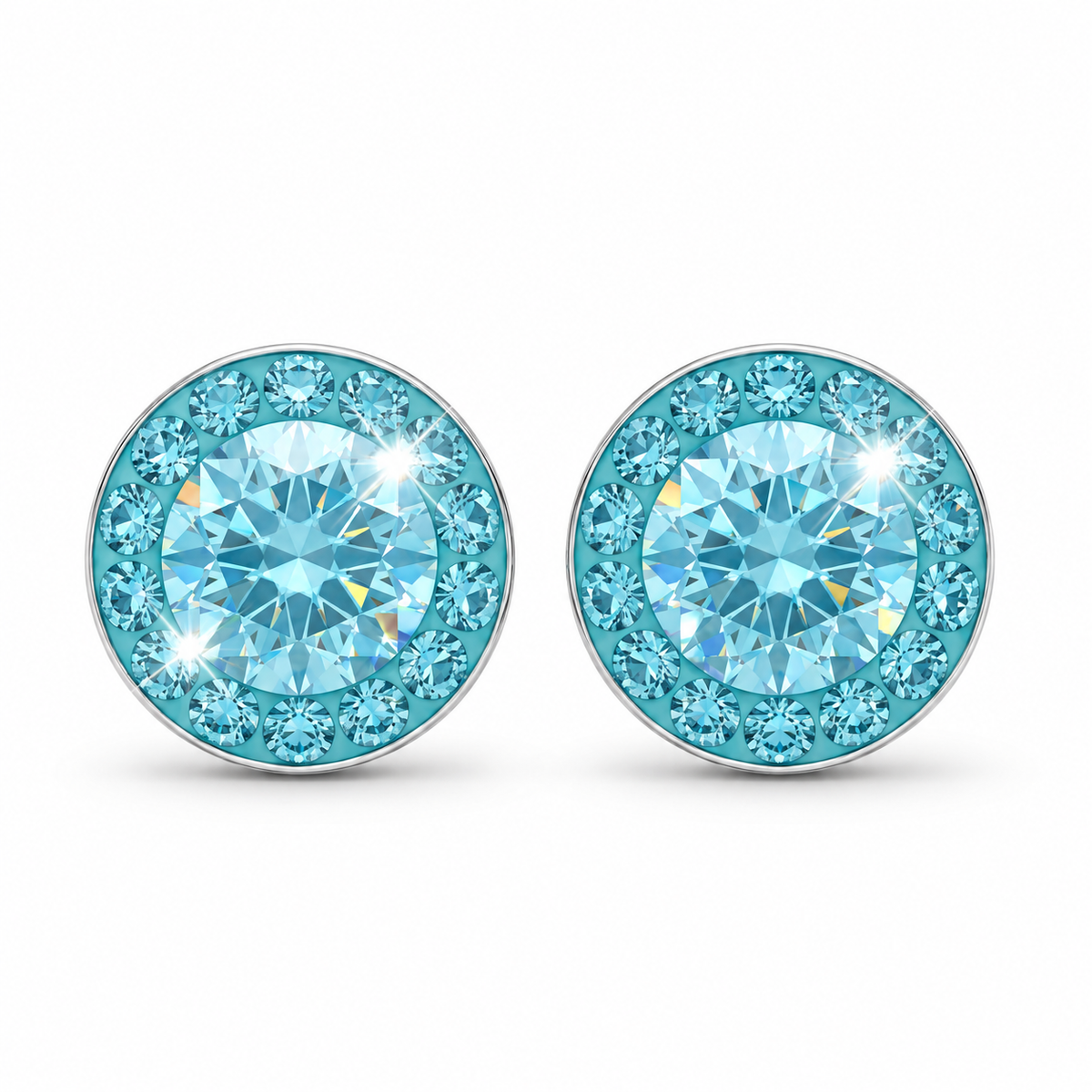 Mini Halo Round Stud with Crystals from Europe