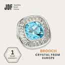 Elegant Square Brooch with Crystal From Europe, Brooch, Aqua, Crystals from Europe, One-Year Warranty - Jewellery Direct Factory in alabaster background