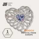 Eternal Heart Big Brooch with Crystals from Europe, Brooch, Aqua, Crystals from Europe, One-Year Warranty - Jewellery Direct Factory in alabaster background