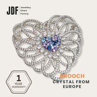 Eternal Heart Big Brooch with Crystals from Europe, Brooch, Aqua, Crystals from Europe, One-Year Warranty - Jewellery Direct Factory in alabaster background