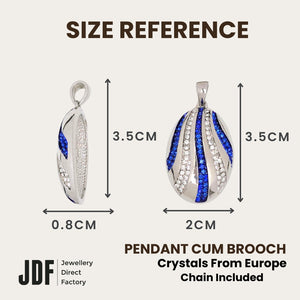 Atlantic Wave Pendant with Crystal From Europe, Crystal Pendant, Size Reference, Crystal From Europe, One-Year Warranty - Jewellery Direct Factory in alabaster background