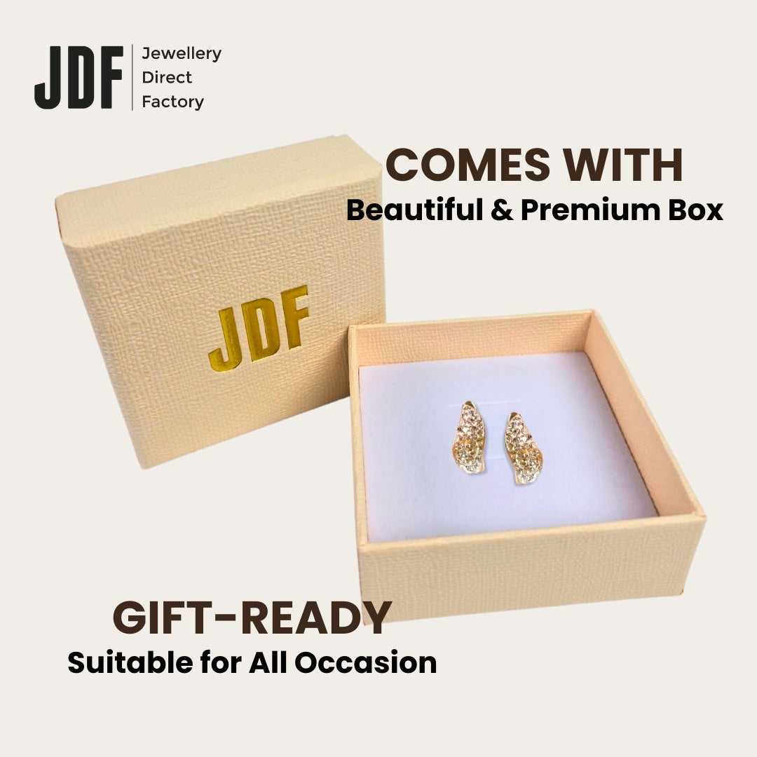 Aurora Curve Hoops with Crystals from Europe, Earrings, Packaging Display, Crystals from Europe, One-Year Warranty - Jewellery Direct Factory in alabaster background