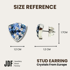 Aurora Shield Earrings with Crystals From Europe, Crystal Earrings, Size Reference, Crystals From Europe, One-Year Warranty - Jewellery Direct Factory in alabaster background
