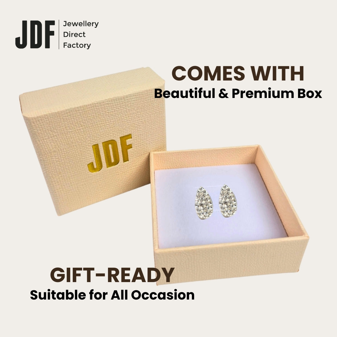 Aurora Teardrop with Crystals from Europe, Earrings, Packaging Display, Crystals from Europe, One-Year Warranty - Jewellery Direct Factory in alabaster background