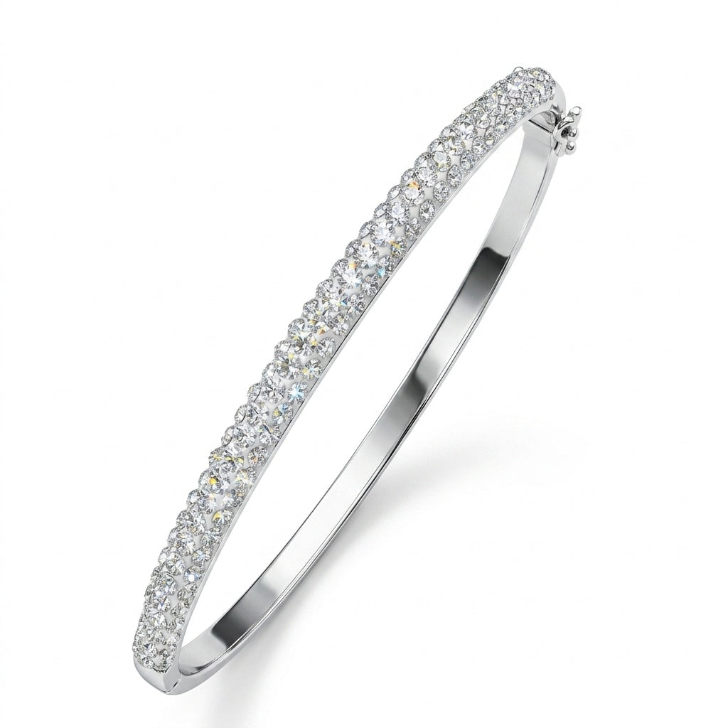 Hinged Pave Bangle with Crystal From Europe