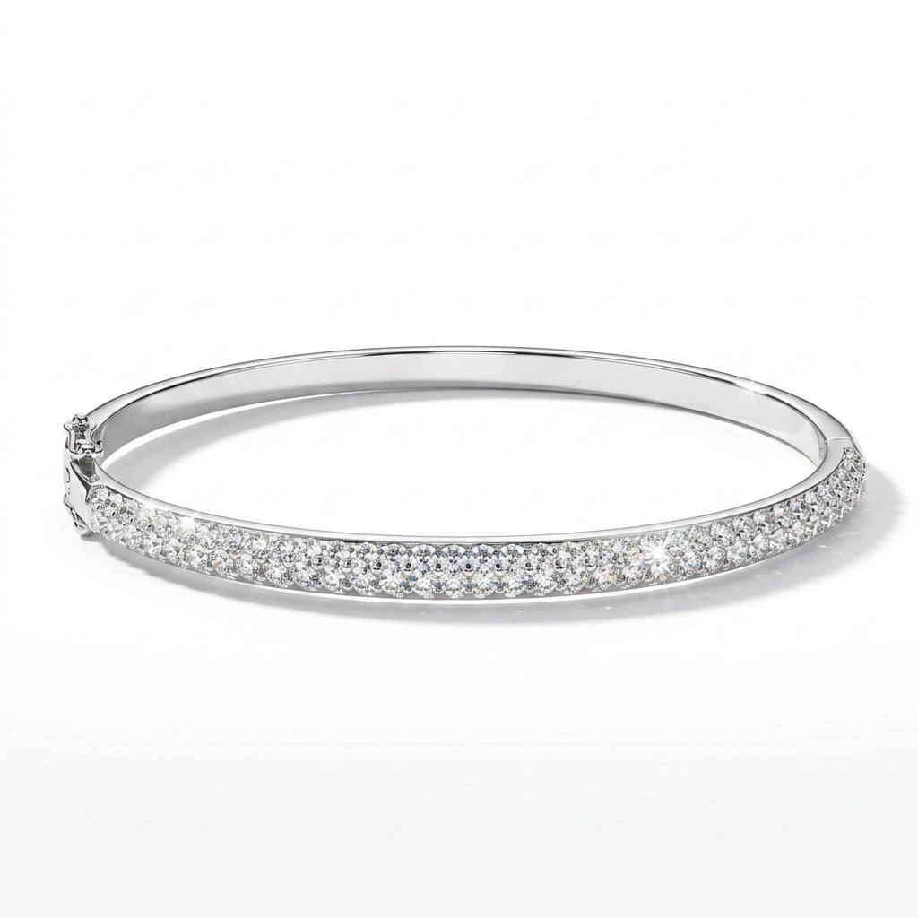 Hinged Pave Bangle with Crystal From Europe