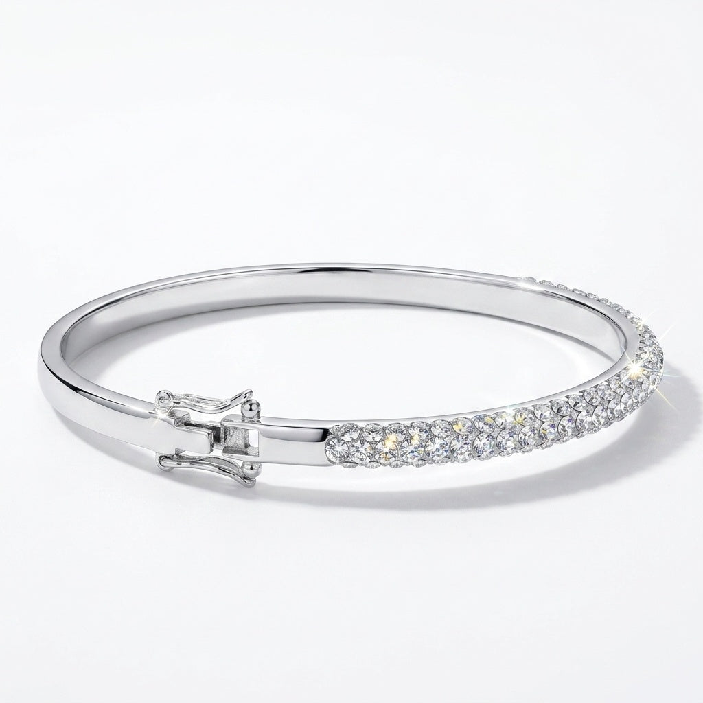 Hinged Pave Bangle with Crystal From Europe