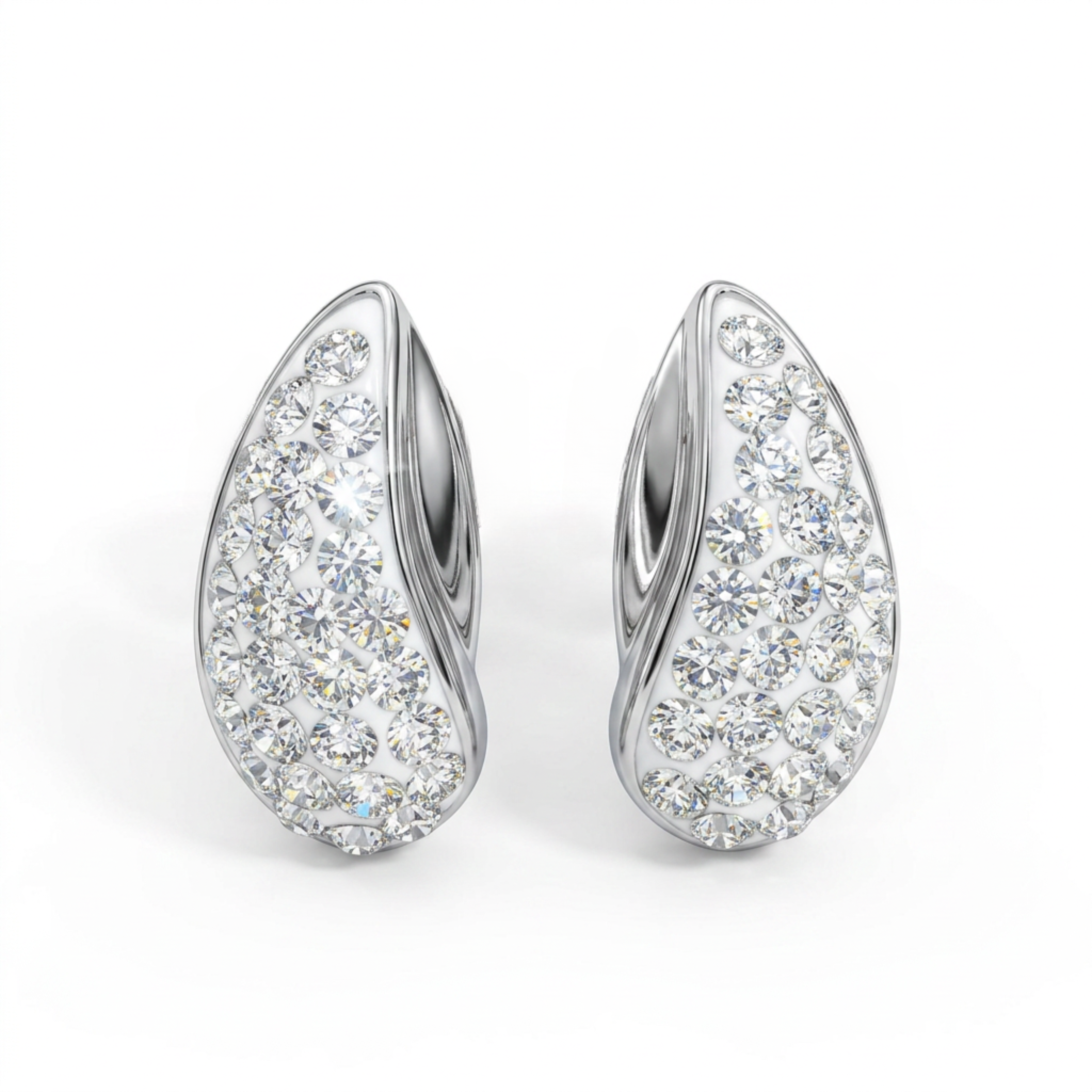 Teardrop Stud Earrings with Crystals from Europe