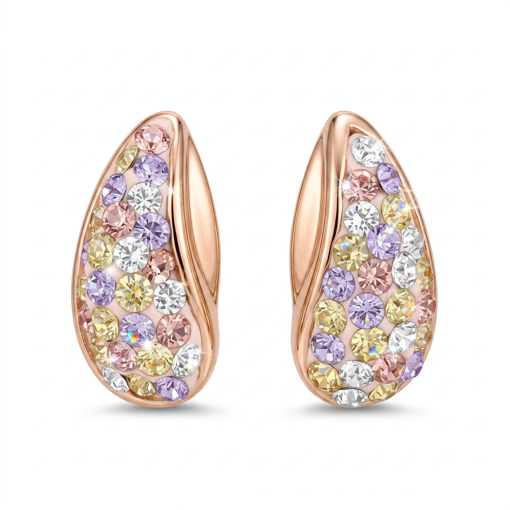 Teardrop Stud Earrings with Crystals from Europe