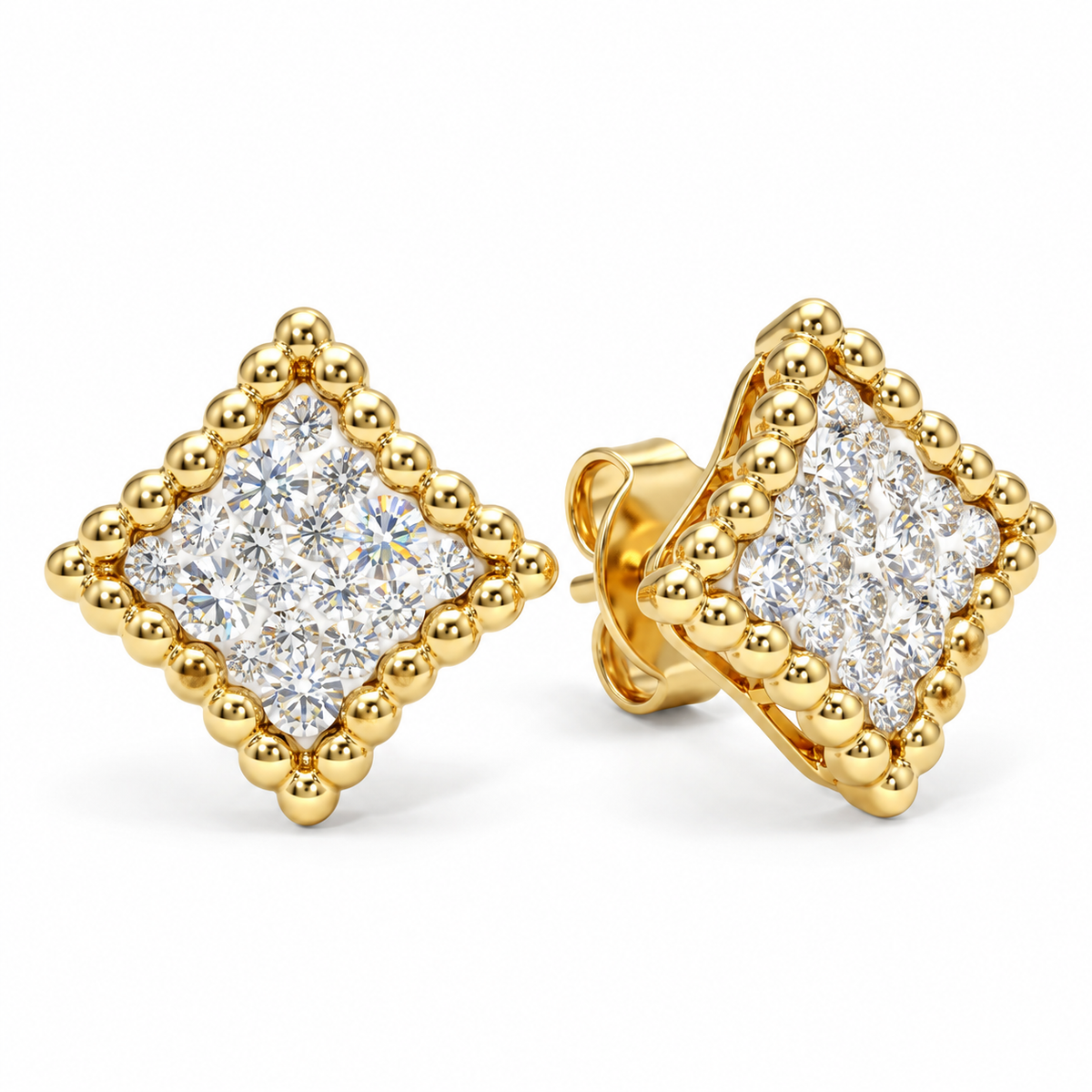 European Diamond Stud with Crystal From Europe