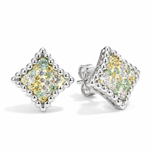 European Diamond Stud with Crystal From Europe