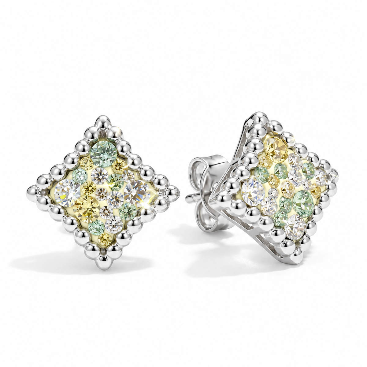 European Diamond Stud with Crystal From Europe