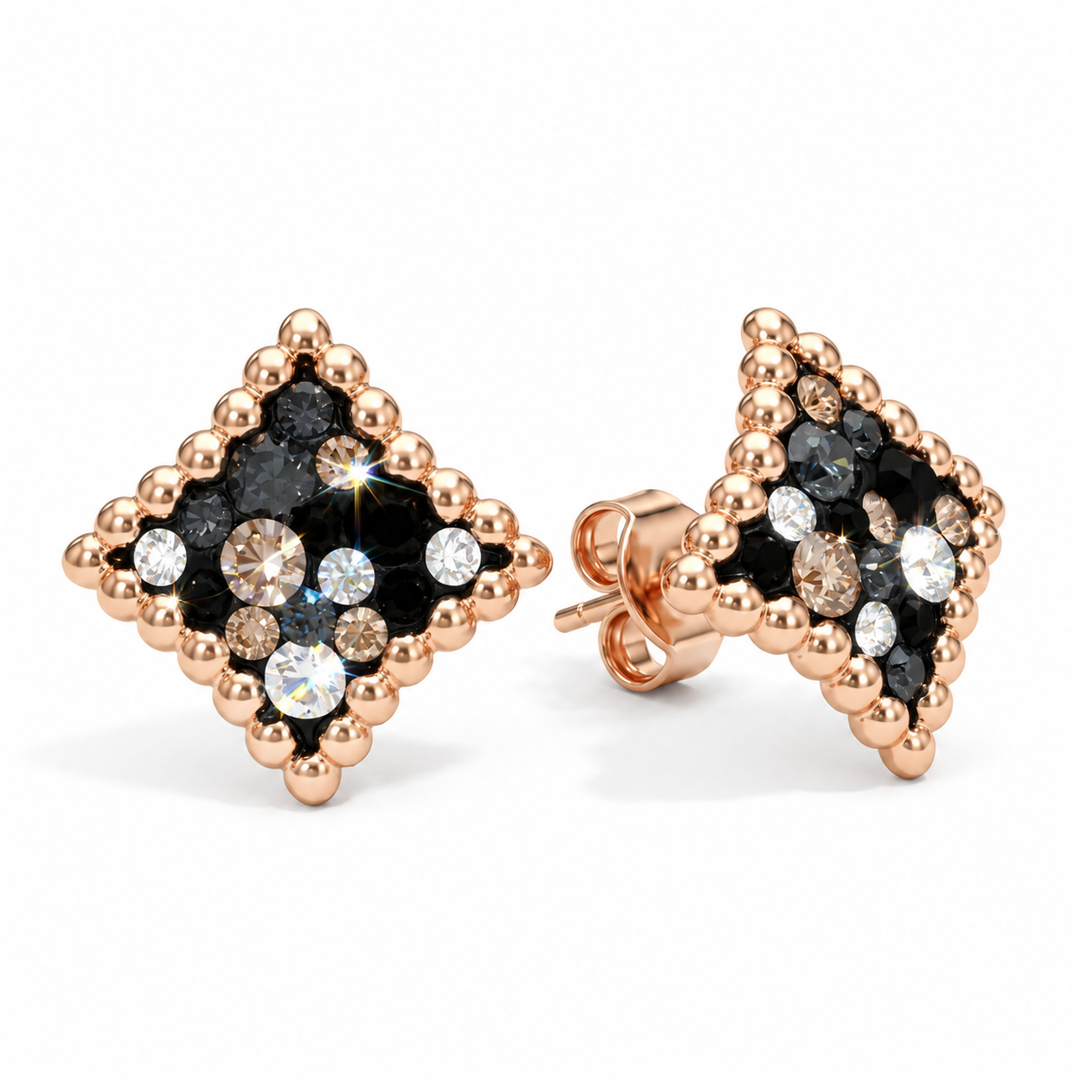 European Diamond Stud with Crystal From Europe