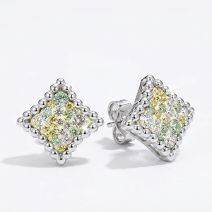 European Diamond Stud with Crystal From Europe