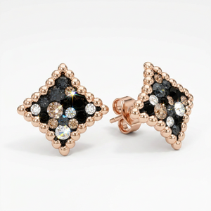 European Diamond Stud with Crystal From Europe