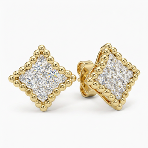 European Diamond Stud with Crystal From Europe