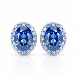 Elegant Oval Stud Earring with Crystals from Europe