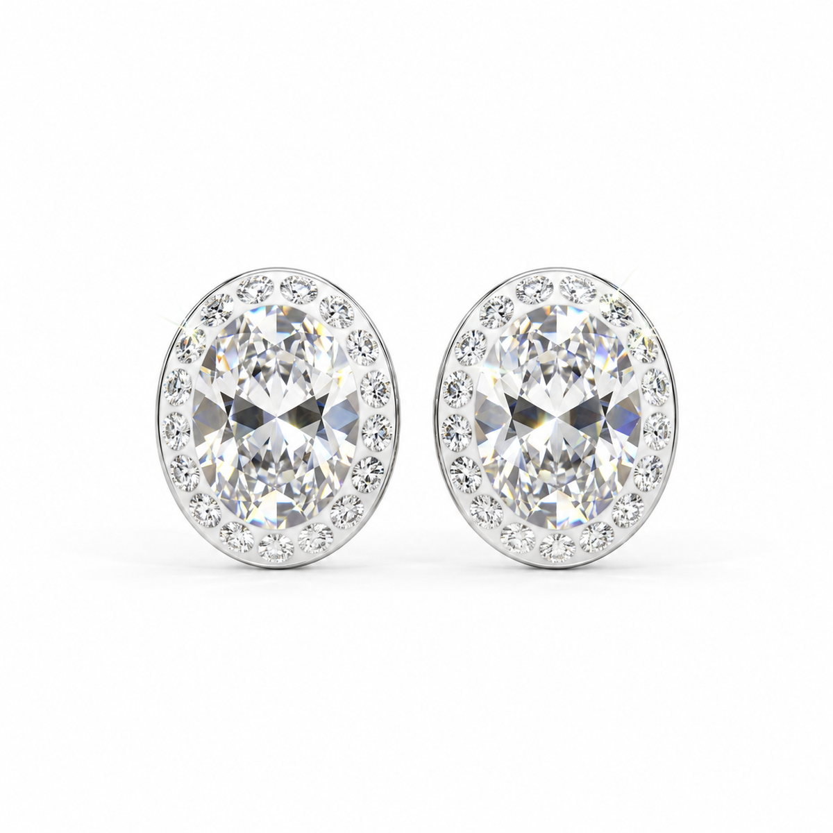 Elegant Oval Stud Earring with Crystals from Europe