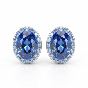 Elegant Oval Stud Earring with Crystals from Europe