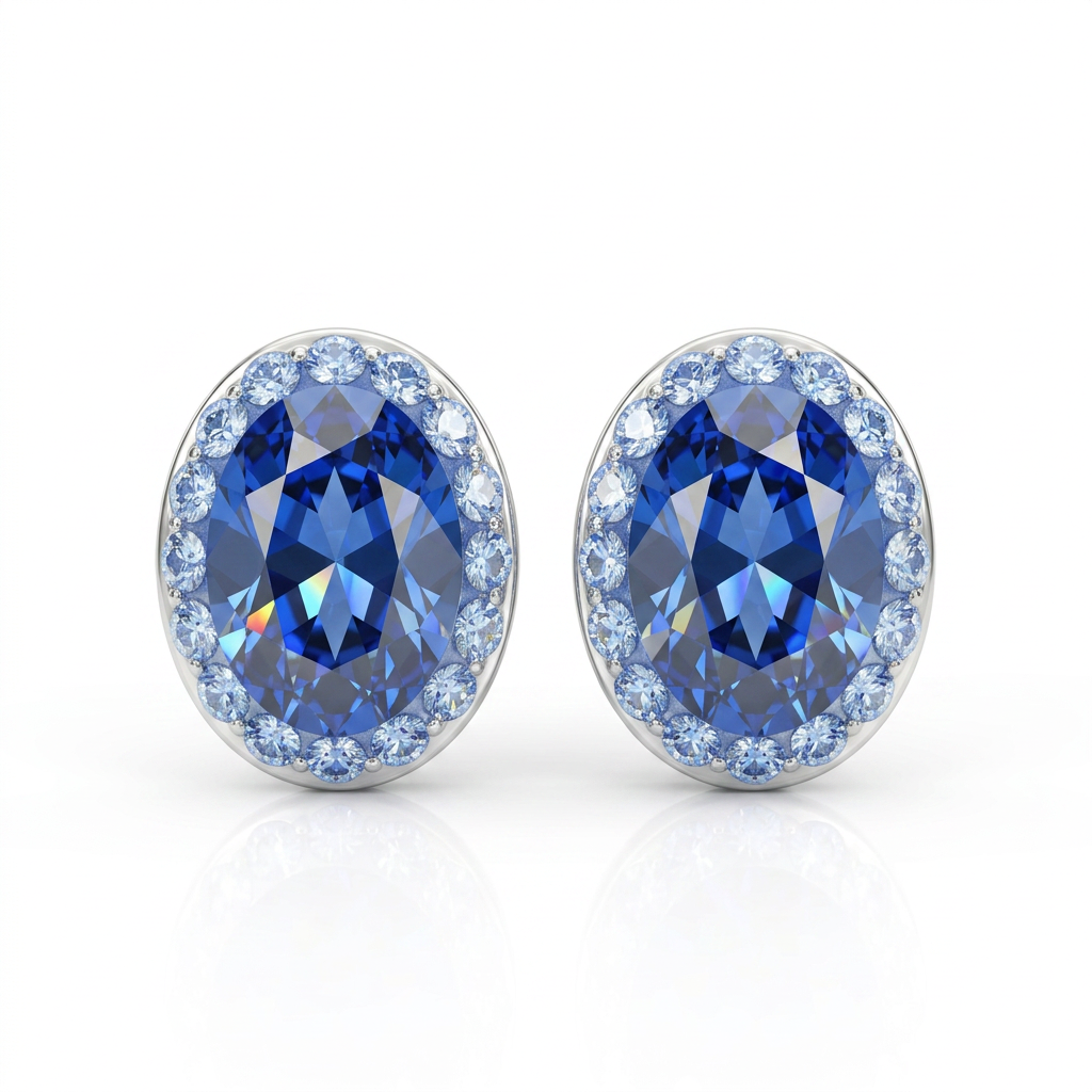 Elegant Oval Stud Earring with Crystals from Europe