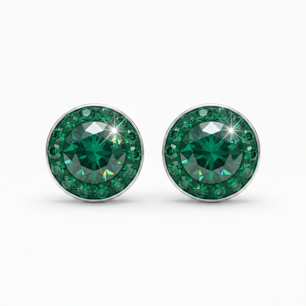 Mini Halo Round Stud with Crystals from Europe