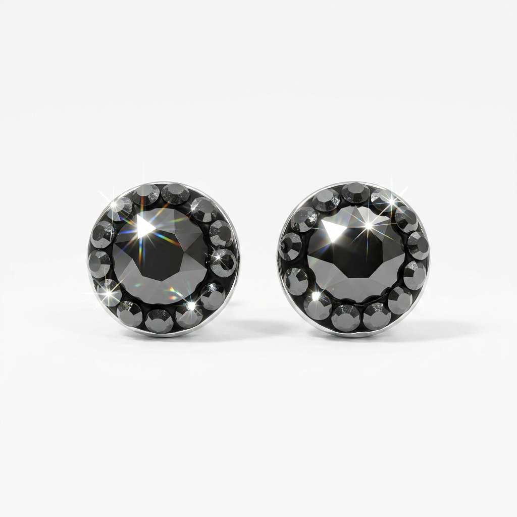 Mini Halo Round Stud with Crystals from Europe