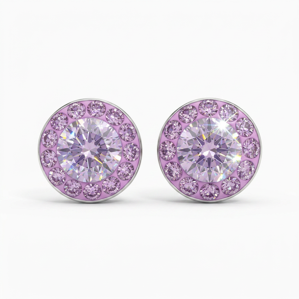 Mini Halo Round Stud with Crystals from Europe