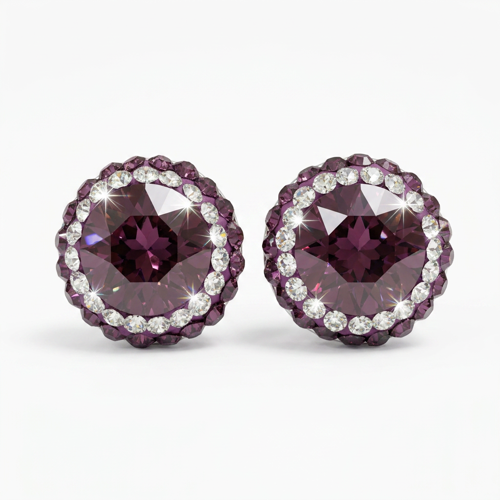 Double Halo Stud Earing with Crystals From Europe
