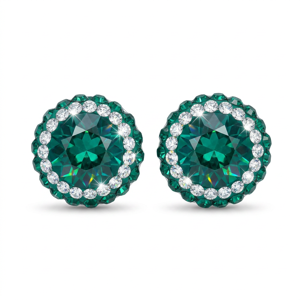 Double Halo Stud Earing with Crystals From Europe