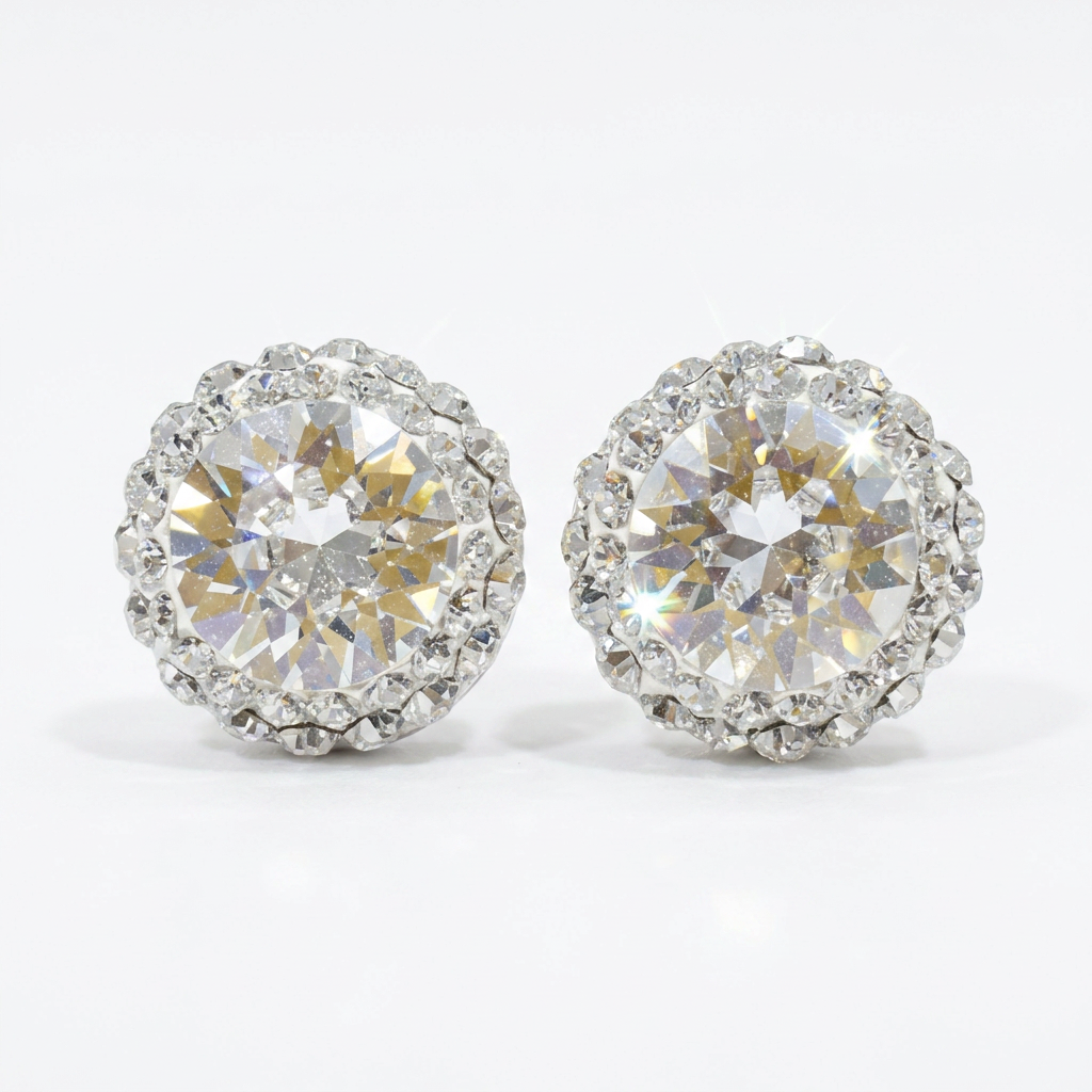 Double Halo Stud Earing with Crystals From Europe